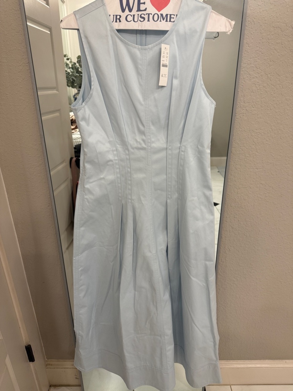 J. Crew Pale Blue Sleeveless Midi Fit-and-Flare Dress